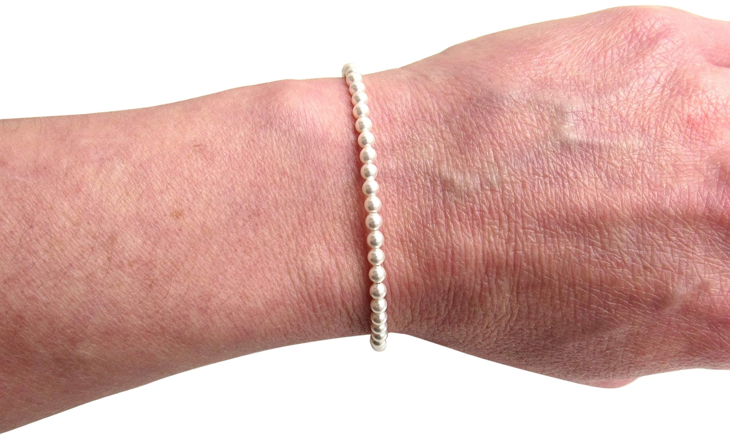 MelJoy Creations Dainty 3MM Pearl Bracelet, Adjustable and Minimalist