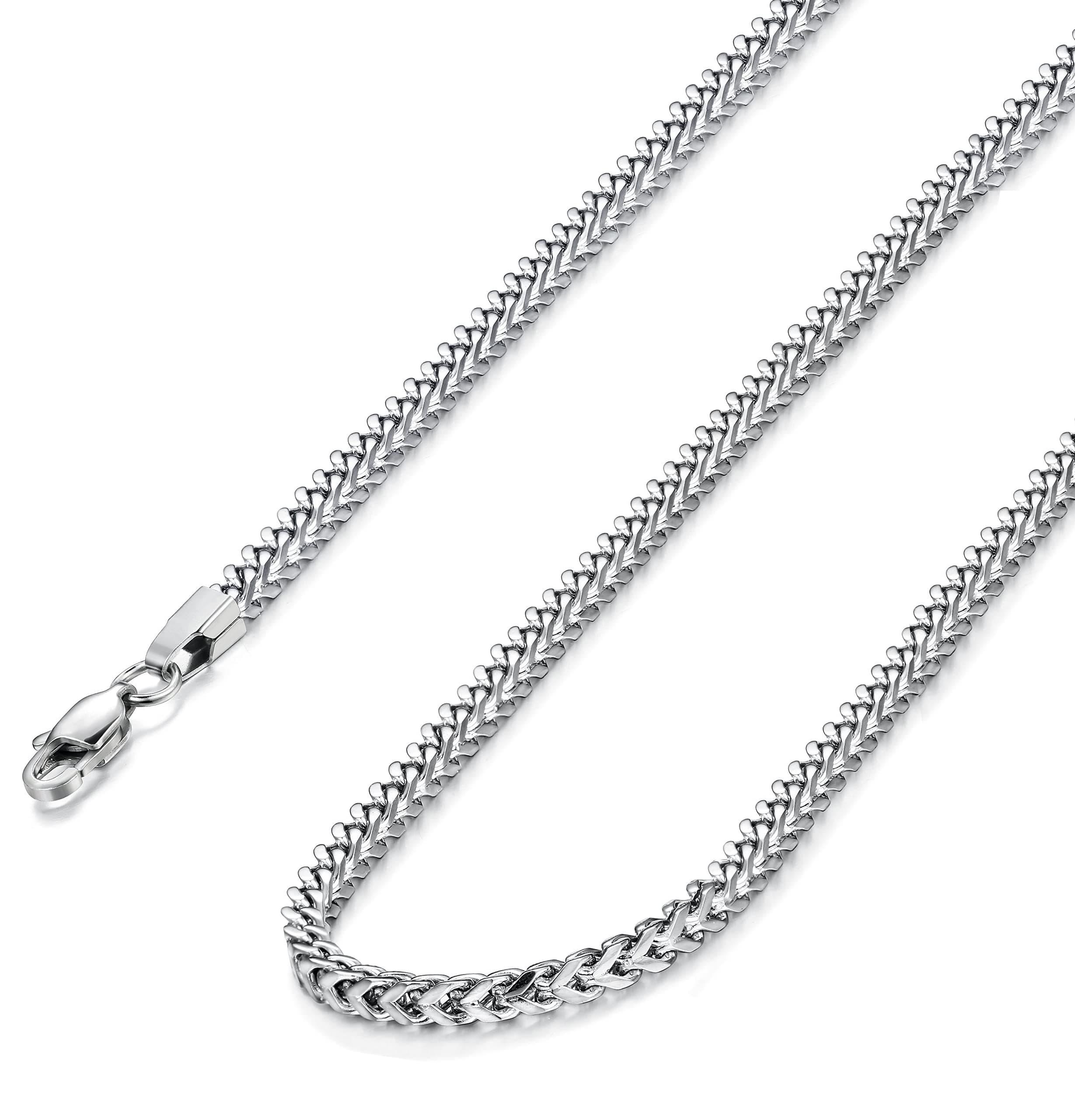FIBO STEEL 3-6mm Curb Chain Necklace - Biker Punk Style Silver Black Gold Tone